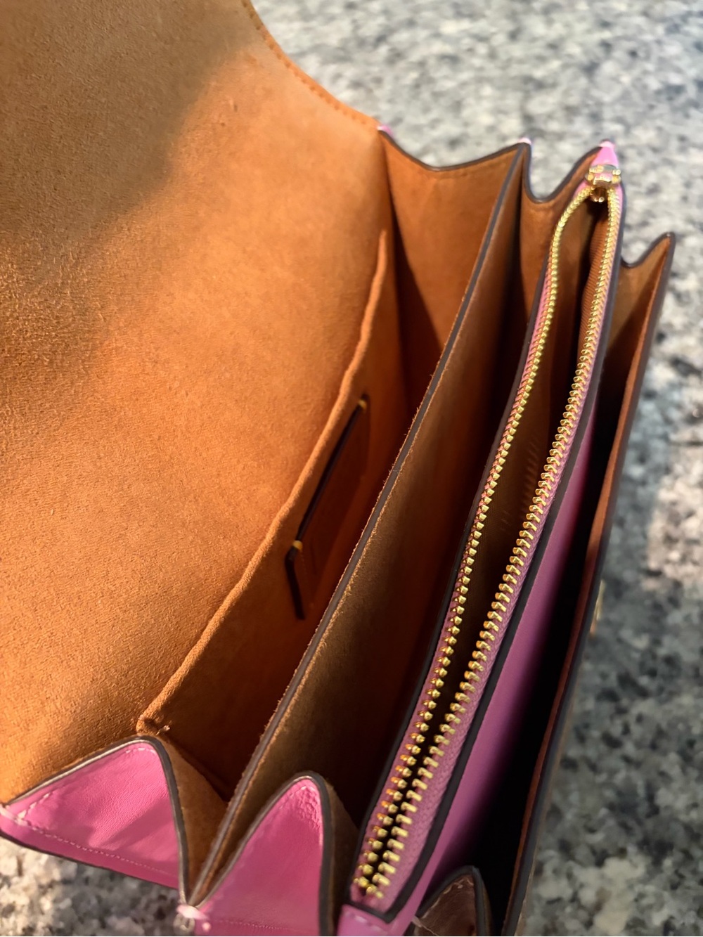 Coach Pink Leather & Signature Canvas Chain Crossbody Bag with Gold Hardware - Picture 4 of 5